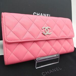 [24 Year New Model] Chanel Matelasse Flap Wallet Lambskin Star Pink Box Storage